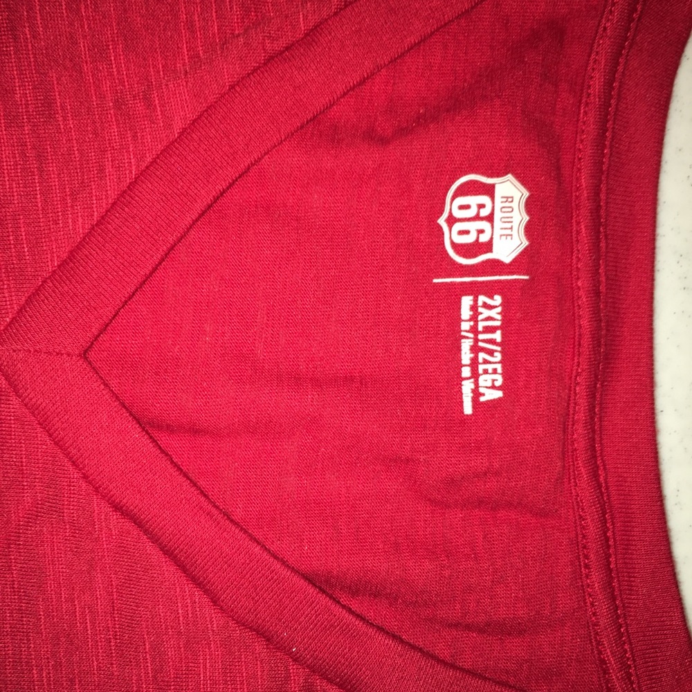 Route 66 Men Red  V-Neck   T-shirt
